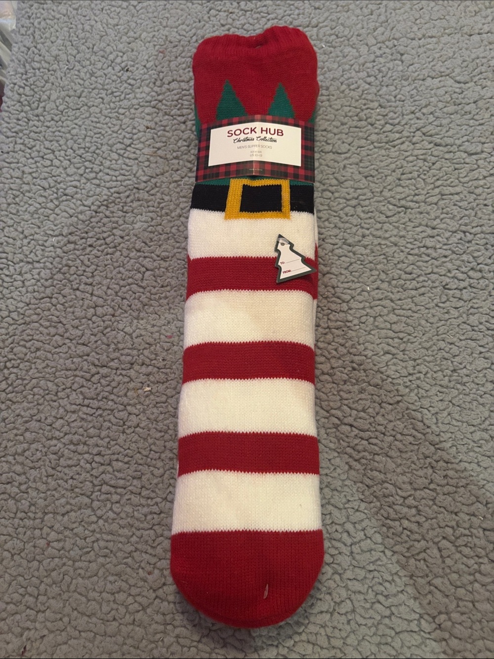 NWT Sock Hub Mens Red & White Striped Holiday Knee-High Socks